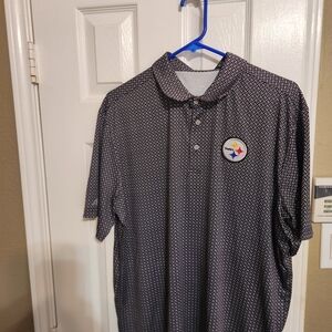 Men's Black Patterned Polo Shirt